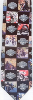 Harley Davidson classic shield logo scenes road trip tie necktie