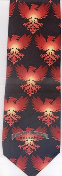 Harley Davidson logo with phoenix rising from flames tie necktie
