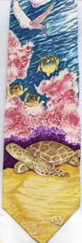 Sea Turtle and sting rays Coral Reef Tie