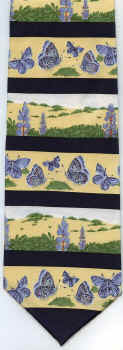 Blues and Lupines Butterfly silk tie Angelica necktie