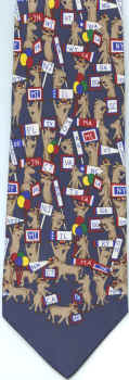 Democratic Donkey Convention floor Delegates with state placards signs banners Political necktie Tie ties neckwear ties tye neckwears