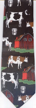 Dairy Cows and Barns with Silos Tie Necktie