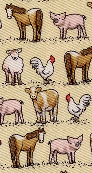 barnyard animals horse pig cow sheep rooster chicken necktie  Tie