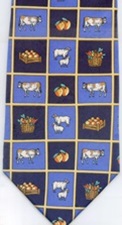 cow Sheep peaches vegetable basket boxes squares necktie Tie