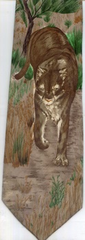 NA Mountain Lion Pair Cougar trail Scene Animal Tracks Tie necktie