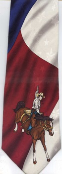 Bucking Bronco And Texas Flag Tie necktie horse equine western scene tango americana Tie