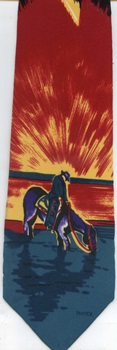 Cowboy's Horse Drinking At The River at Sunset Tie necktie horse equine western scene Rockymount Ranch Wear limited edition Repeat Tie