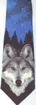 Wolf Head with a Starry Sky Tie