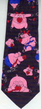 cartoon Pigs in love hearts scenes  Repeat Tie Necktie
