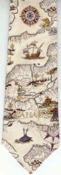 Map of the World Antique Map of Canada Political necktie Tie