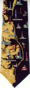 Light Houses of the Mid Atlantic Map of the World Political necktie Tie