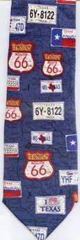 Route 66 Signs and Texas Liscense Plates new world Tie ties neckwear map geography contintent ties tye neckwears Antique World Map Tie