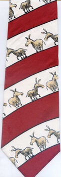 donkey cartoon poses Mike Lukovich red Flag stripes Political necktie Tie ties neckwear ties tye neckwears