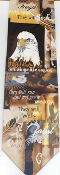 Eagle Wings with a Bible Verse text on back of the Tie