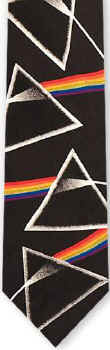 Pink Flloyd dark side of the moon prism optics rainbow necktie tie musical group rock and roll band
