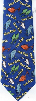 XL extra long Dr Seuss Grinch cartoon comic strip one fish two fish red fish blue fish  tie tie necktie